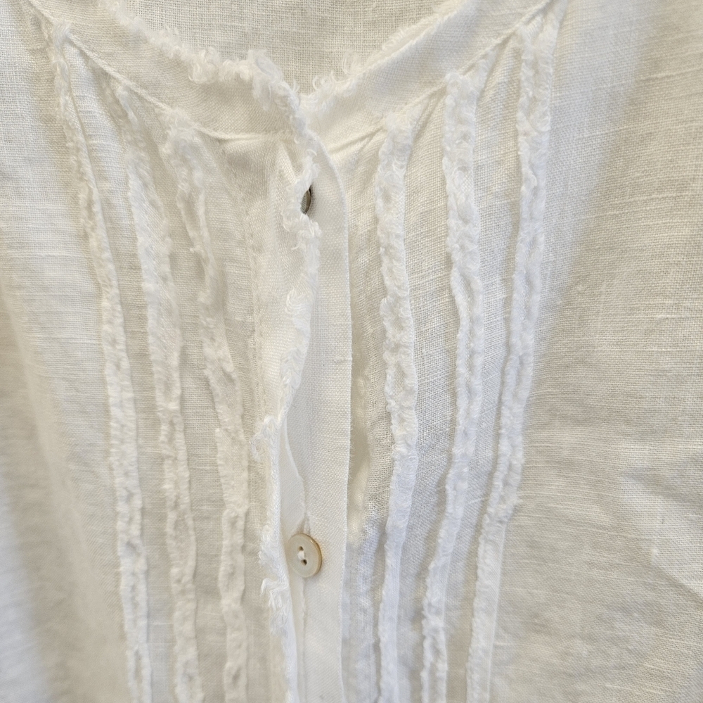 Eileen Fisher White Button Down Top Irish Linen Womens - Picture 2 of 6